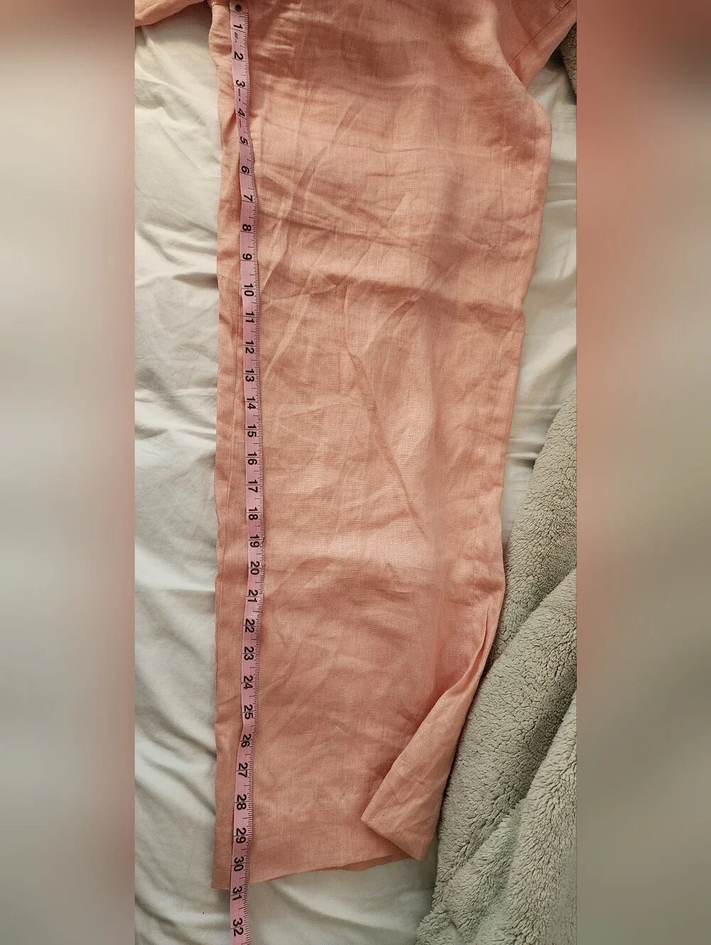 J Crew Light Blush Peach Wide-Leg 100% Linen Pants, Size M